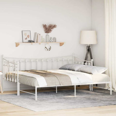 Stella Homewares Daybed with Trundle without Mattress White 92x187 cm Single Metal