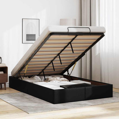 Stella Homewares Ottoman Storage Bed Frame without Mattress Black King Single Faux Leather