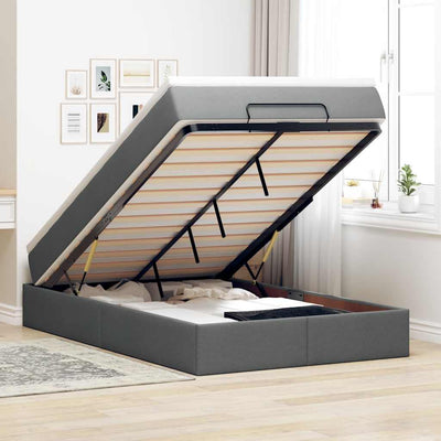 Stella Homewares Ottoman Bed with Mattress Dark Grey Super Single Fabric