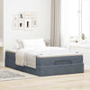 Stella Homewares Ottoman Bed with Mattress Dark Grey Super Single Velvet