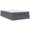 Stella Homewares Ottoman Bed with Mattress Dark Grey Super Single Velvet