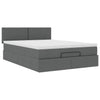 Stella Homewares Ottoman Bed with Mattress Dark Grey Double Fabric