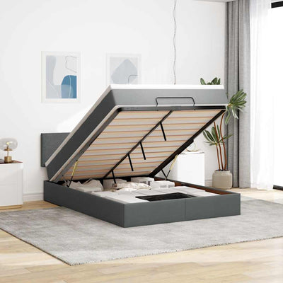 Stella Homewares Ottoman Bed with Mattress Dark Grey Queen Fabric