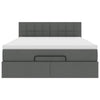 Stella Homewares Ottoman Bed with Mattress Dark Grey Double Fabric