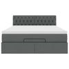 Stella Homewares Ottoman Bed with Mattress Dark Grey Double Fabric