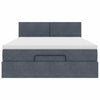 Stella Homewares Ottoman Bed with Mattress Dark Grey Queen Velvet