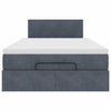 Stella Homewares Ottoman Bed with Mattress Dark Grey King Single Velvet