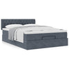 Stella Homewares Ottoman Bed with Mattress Dark Grey Queen Velvet