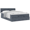 Stella Homewares Ottoman Bed with Mattress Dark Grey Queen Velvet