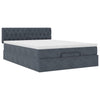 Stella Homewares Ottoman Bed with Mattress Dark Grey Queen Velvet