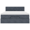 Stella Homewares Ottoman Bed with Mattress Dark Grey Queen Velvet