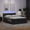 Stella Homewares Ottoman Bed with Mattresses & LEDs Black Queen Faux Leather