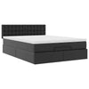 Stella Homewares Ottoman Bed with Mattresses & LEDs Black Queen Faux Leather