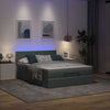 Stella Homewares Ottoman Bed with Mattress & LEDs Dark Grey Queen Fabric