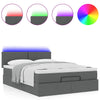 Stella Homewares Ottoman Bed with Mattress & LEDs Dark Grey Queen Fabric