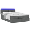 Stella Homewares Ottoman Bed with Mattress & LEDs Dark Grey Queen Fabric