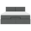 Stella Homewares Ottoman Bed with Mattress & LEDs Dark Grey Queen Fabric