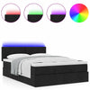 Stella Homewares Ottoman Bed with Mattress & LEDs Black Queen Fabric