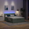Stella Homewares Ottoman Bed with Mattress & LEDs Dark Grey Queen Fabric