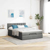 Stella Homewares Ottoman Bed with Mattress & LEDs Dark Grey Queen Fabric