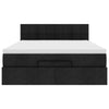 Stella Homewares Ottoman Bed with Mattress & LEDs Black Queen Fabric