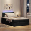Stella Homewares Ottoman Bed with Mattress & LEDs Black King Single Fabric