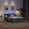 Stella Homewares Ottoman Bed with Mattress & LEDs Dark Grey Queen Fabric