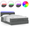 Stella Homewares Ottoman Bed with Mattress & LEDs Dark Grey Queen Fabric