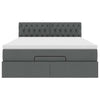 Stella Homewares Ottoman Bed with Mattress & LEDs Dark Grey Queen Fabric