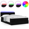 Stella Homewares Ottoman Bed with Mattress & LEDs Black Queen Fabric