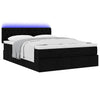 Stella Homewares Ottoman Bed with Mattress & LEDs Black Queen Fabric