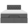 Stella Homewares Ottoman Bed with Mattress & LEDs Dark Grey King Single Fabric