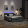 Stella Homewares Ottoman Bed with Mattress & LEDs Dark Grey Queen Fabric