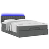 Stella Homewares Ottoman Bed with Mattress & LEDs Dark Grey Queen Fabric