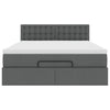 Stella Homewares Ottoman Bed with Mattress & LEDs Dark Grey Queen Fabric
