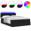 Stella Homewares Ottoman Bed with Mattress & LEDs Black Queen Fabric