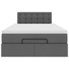 Stella Homewares Ottoman Bed with Mattress & LEDs Dark Grey King Single Fabric