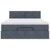Stella Homewares Ottoman Bed with Mattress & LEDs Dark Grey Double Velvet