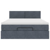 Stella Homewares Ottoman Bed with Mattress & LEDs Dark Grey Queen Velvet