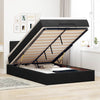 Stella Homewares Ottoman Bed with Mattress & LEDs Black King Single Velvet