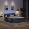 Stella Homewares Ottoman Bed with Mattress & LEDs Dark Grey Queen Velvet