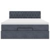 Stella Homewares Ottoman Bed with Mattress & LEDs Dark Grey Queen Velvet