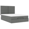 Stella Homewares Ottoman Bed with Mattress Dark Grey Queen Fabric