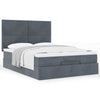 Stella Homewares Ottoman Bed with Mattresses Dark Grey Double Velvet