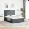 Stella Homewares Ottoman Bed with Mattresses Dark Grey Queen Velvet