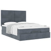 Stella Homewares Ottoman Bed with Mattresses Dark Grey Queen Velvet