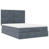 Stella Homewares Ottoman Bed with Mattresses Dark Grey Queen Velvet