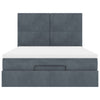 Stella Homewares Ottoman Bed with Mattresses Dark Grey Queen Velvet