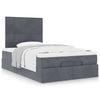 Stella Homewares Ottoman Bed with Mattresses Dark Grey King Single Velvet