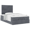 Stella Homewares Ottoman Bed with Mattresses Dark Grey King Single Velvet